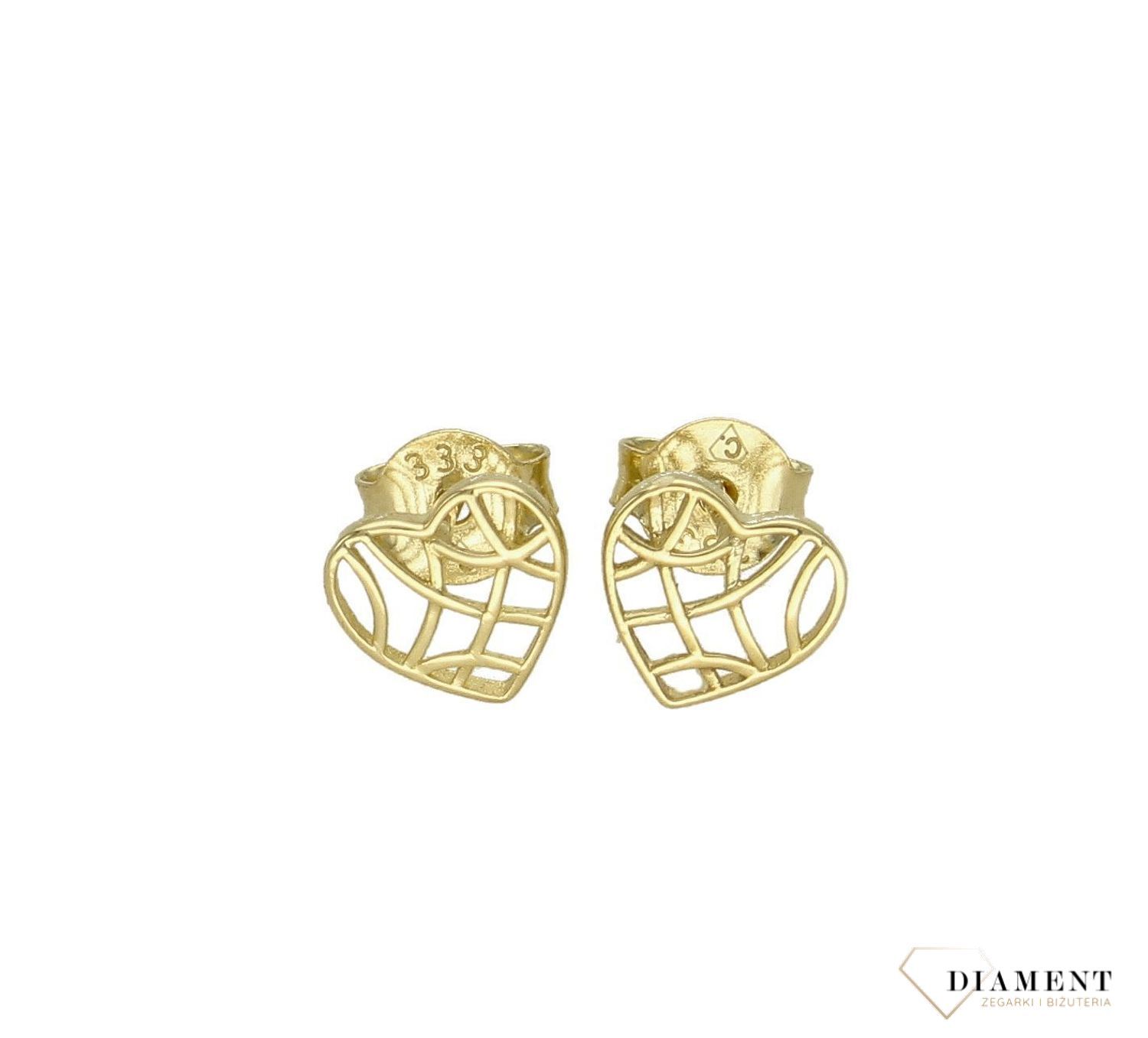 Złote kolczyki ażurowe serduszka KL 5647A.  Złote kolczyki ażurowe serduszka. Złote kolczyki damskie. Złote kolczyki dla dziewczynki. Złote kolczyki na prezent. Złote kolczyki damskie, dziecięce. Z.jpg